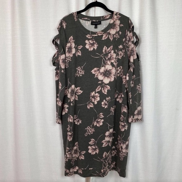 Lane Bryant Gray&Pink Floral Sweatshirt Dress Sz.14/16 - Picture 3 of 9